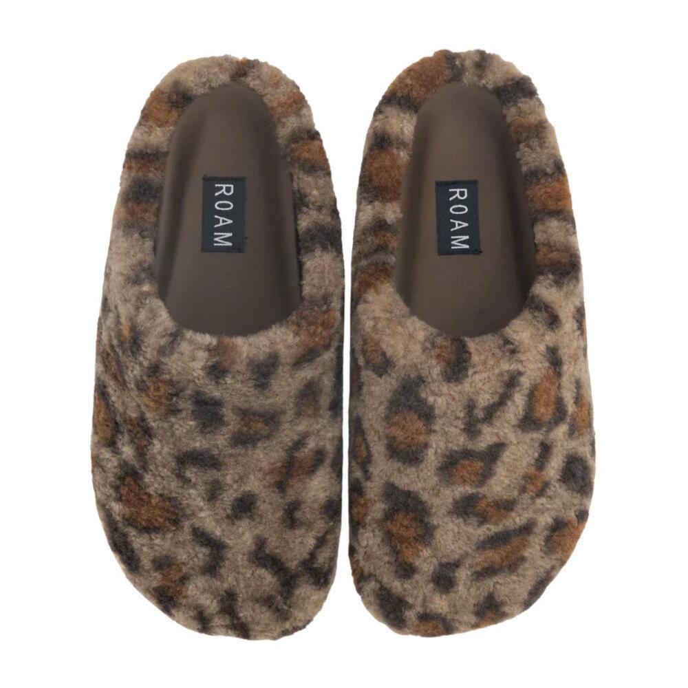 NEW ROAM fuzzy clog in taupe leopard